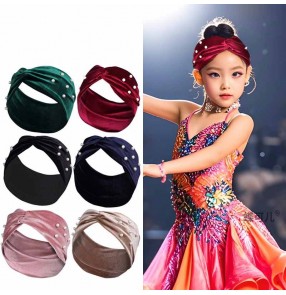 Ballroom Latin Dance Heaband Stretch Pearl Dance hair Bun Hair Bands International Performance headdress